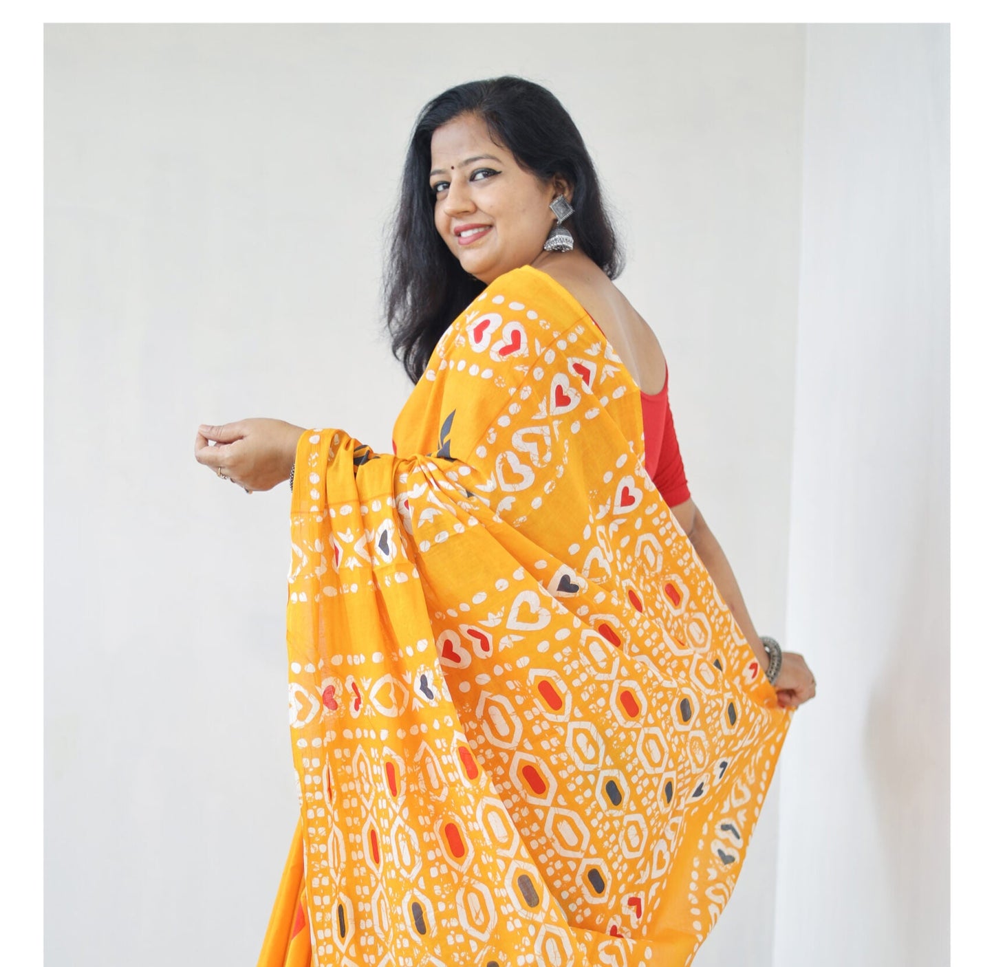 Mustard Yellow Mulmul Cotton Saree