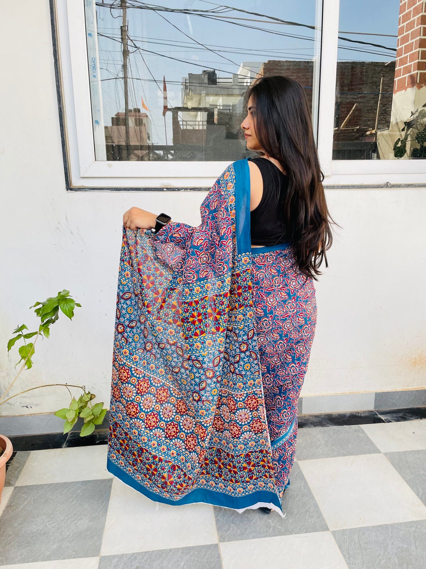 Multicolor Mulmul Cotton Saree