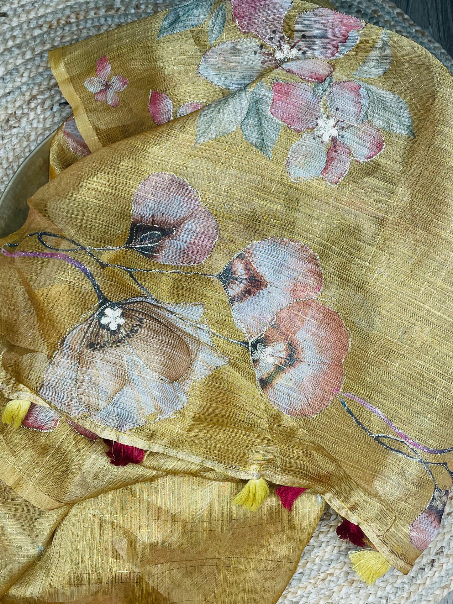 Golden Tissue Cotton Saree