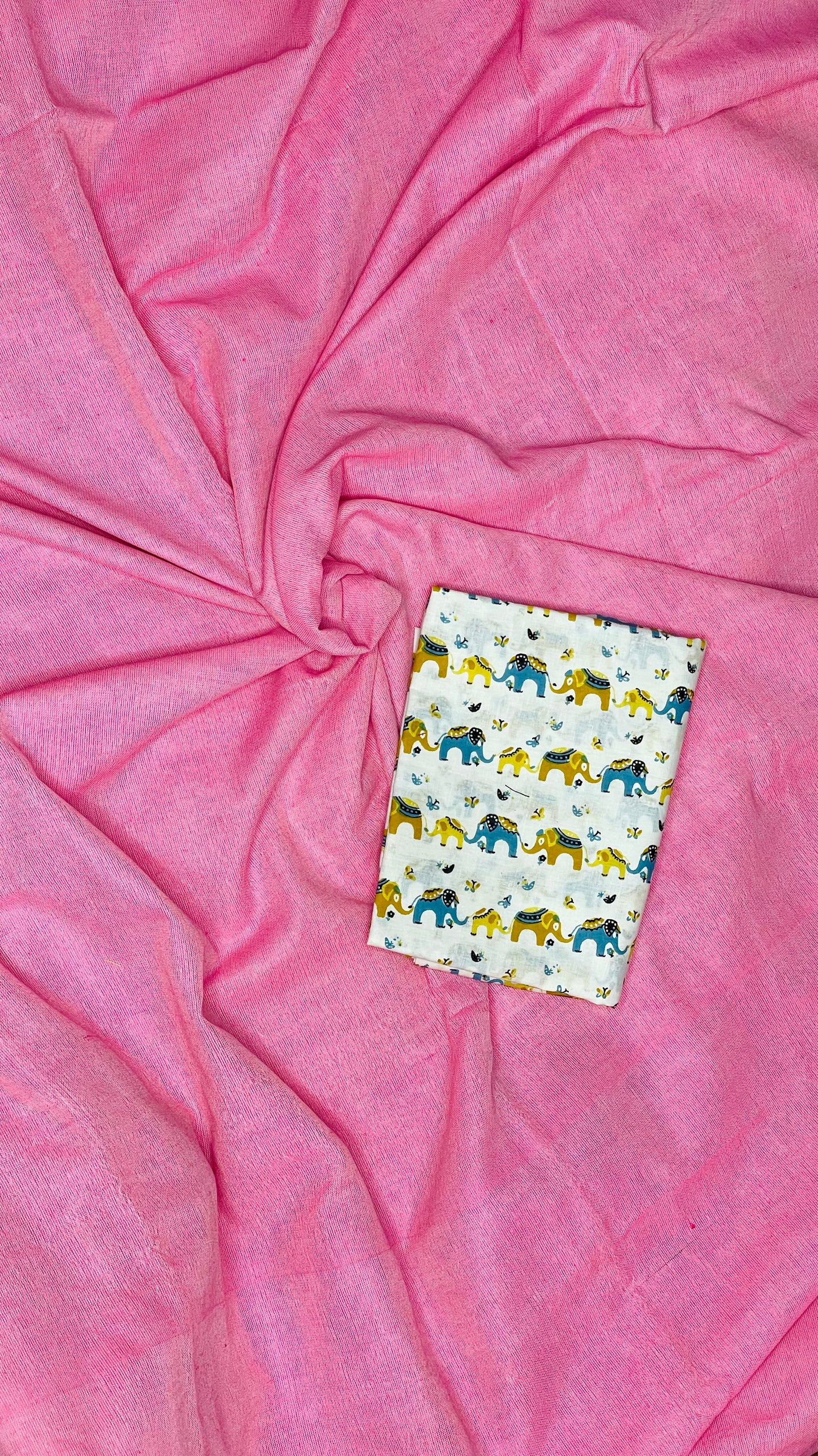 Pink Khadi Saree with Printed Blouse