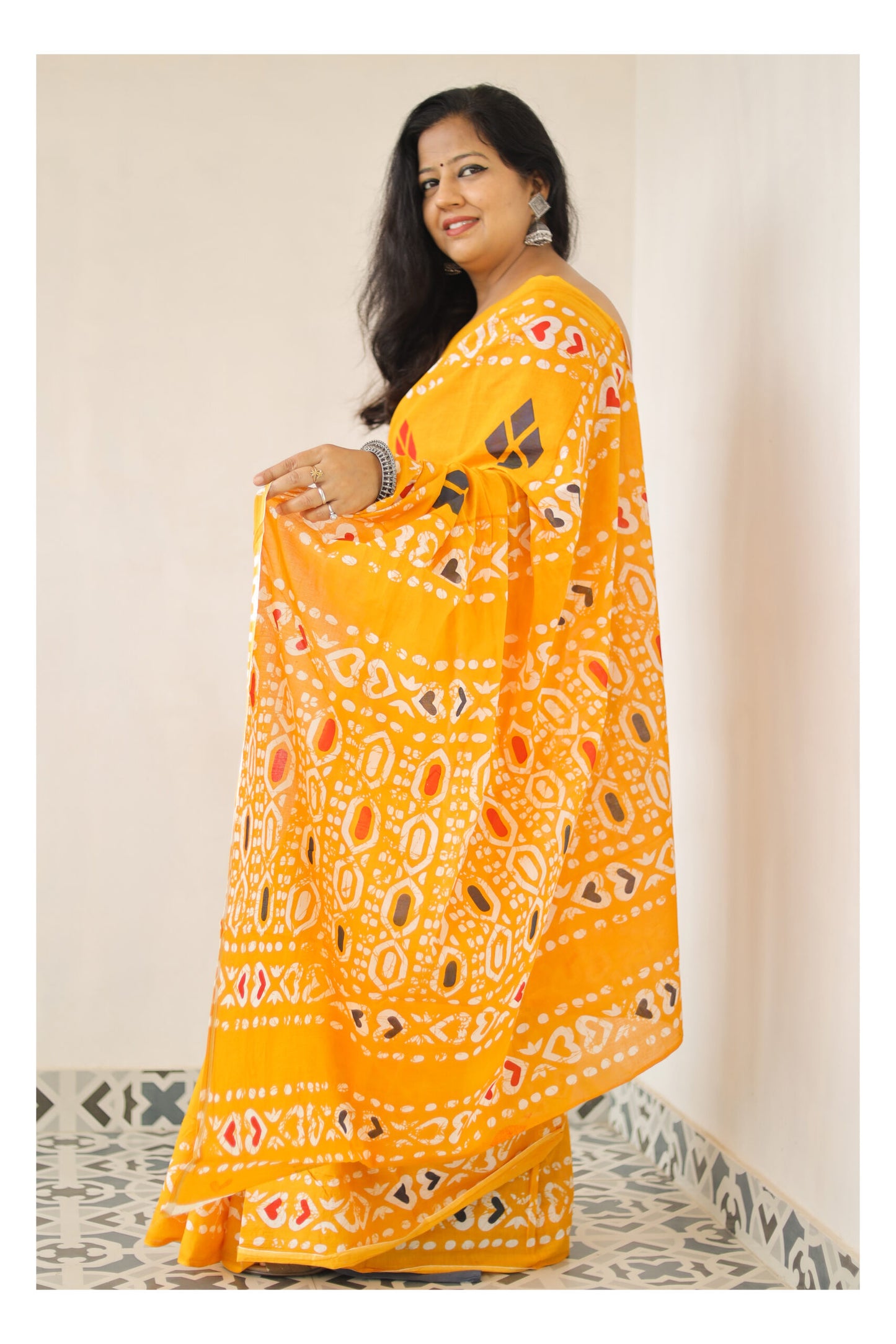 Mustard Yellow Mulmul Cotton Saree