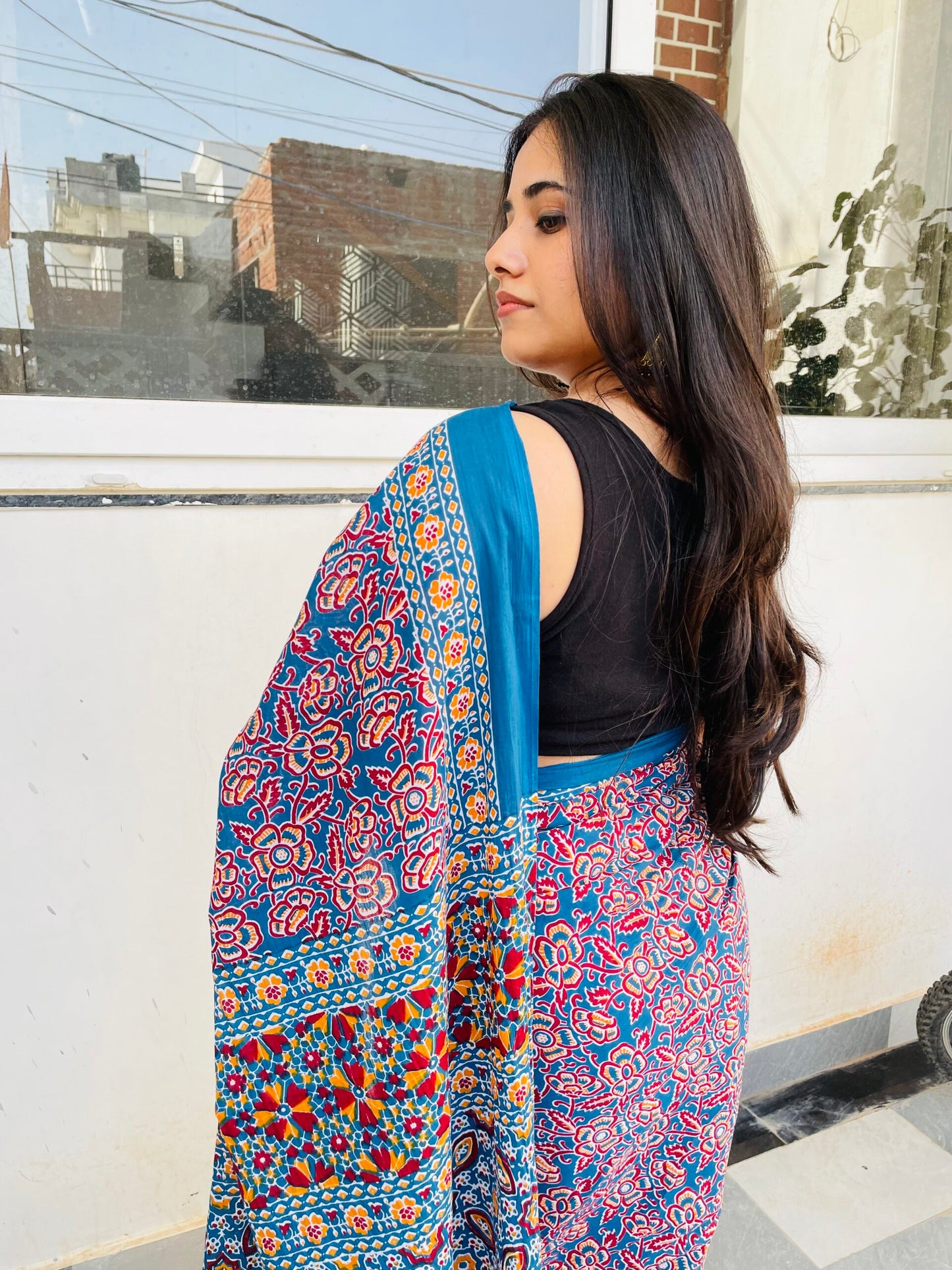 Multicolor Mulmul Cotton Saree