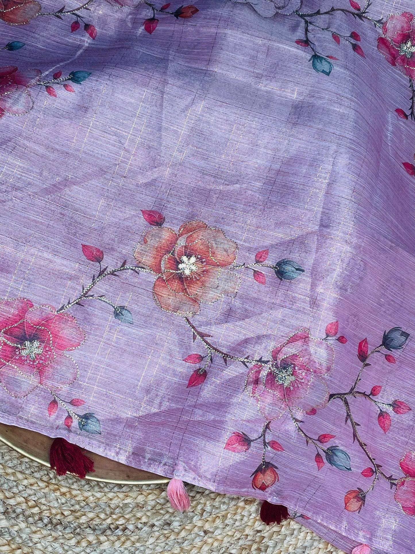 Pink colour Tissue Cotton Saree