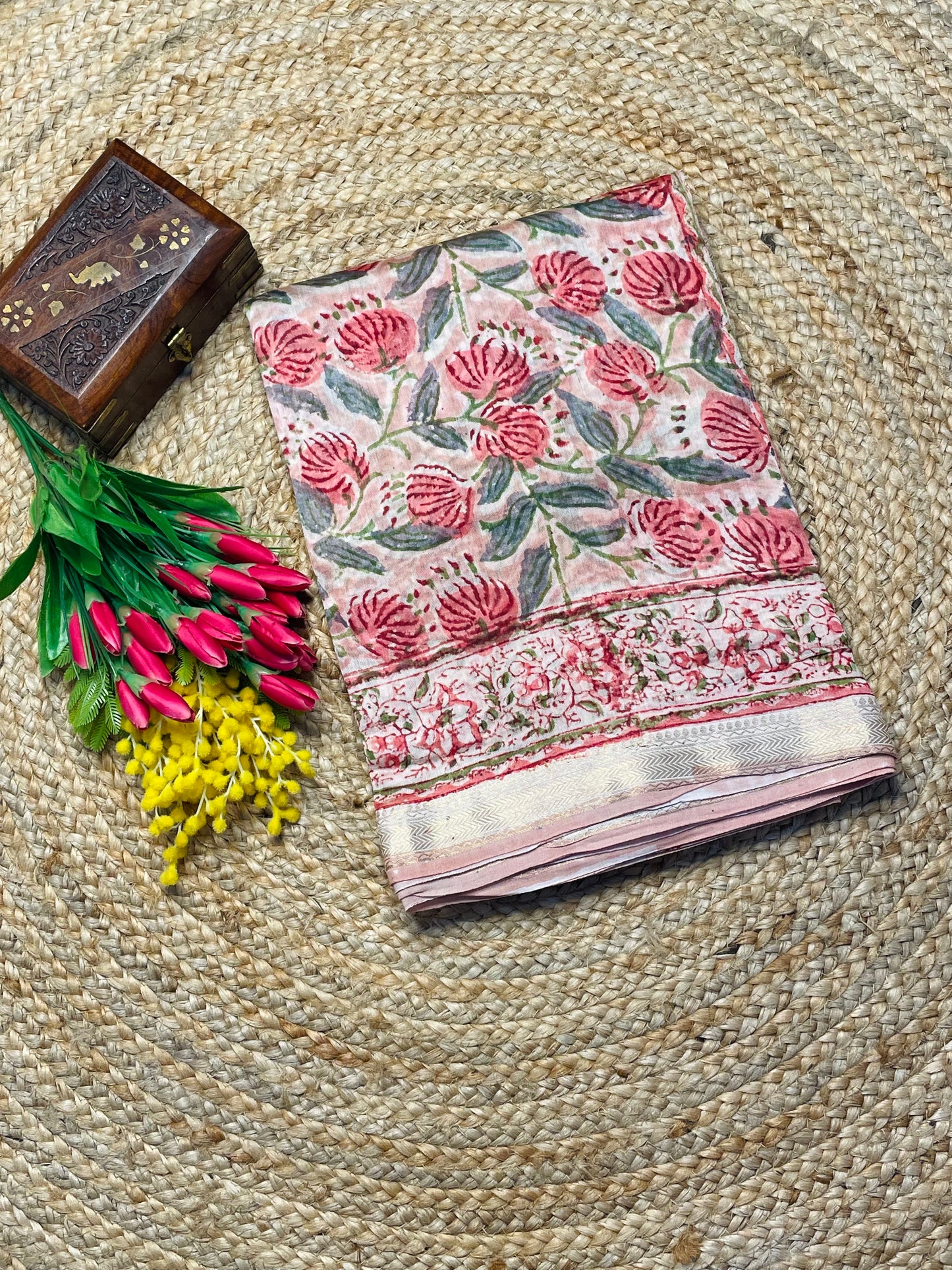 Gulika Pastel Floral Maheshwari