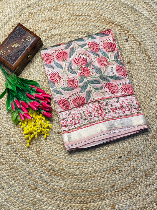 Gulika Pastel Floral Maheshwari