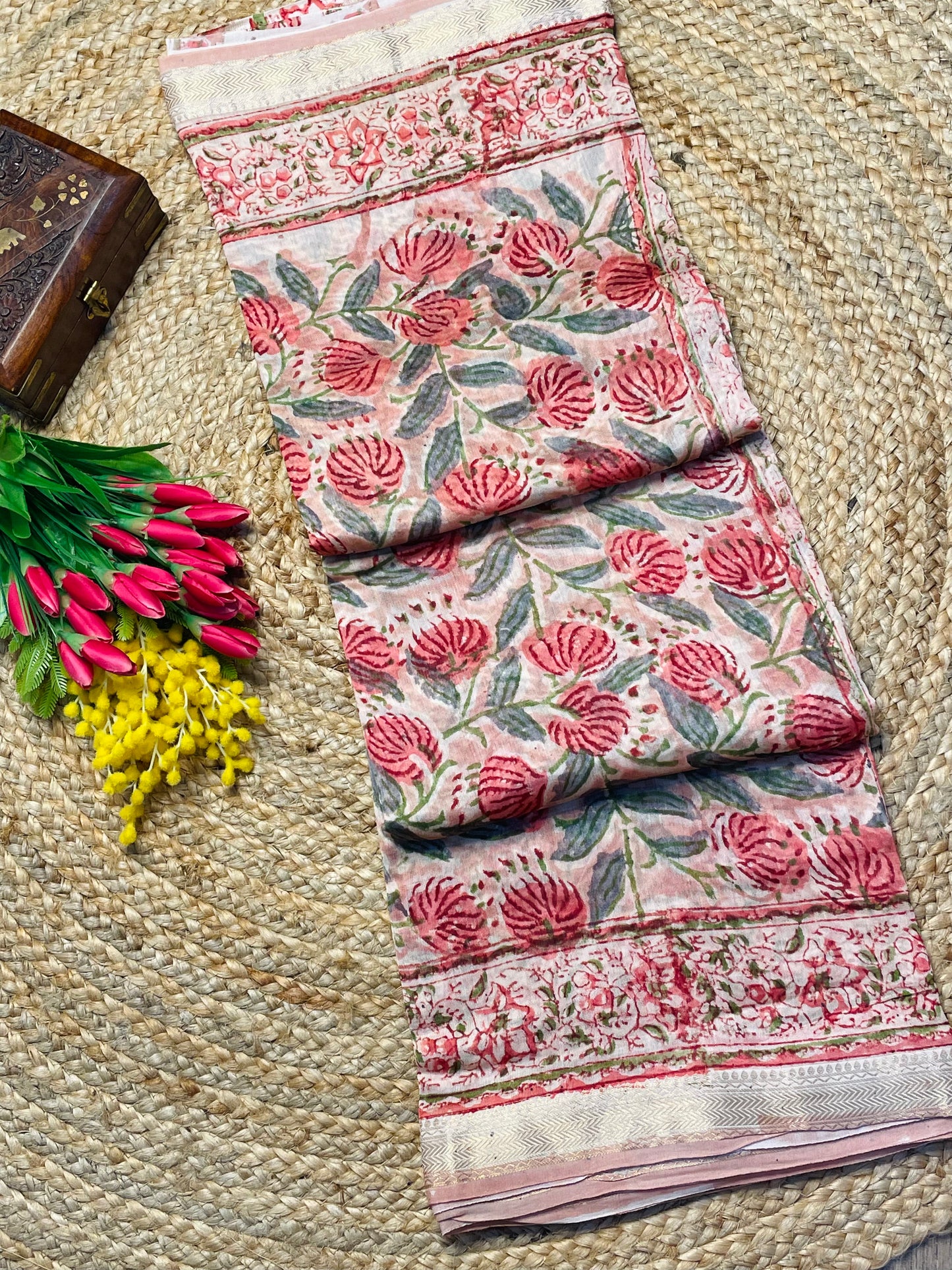 Gulika Pastel Floral Maheshwari