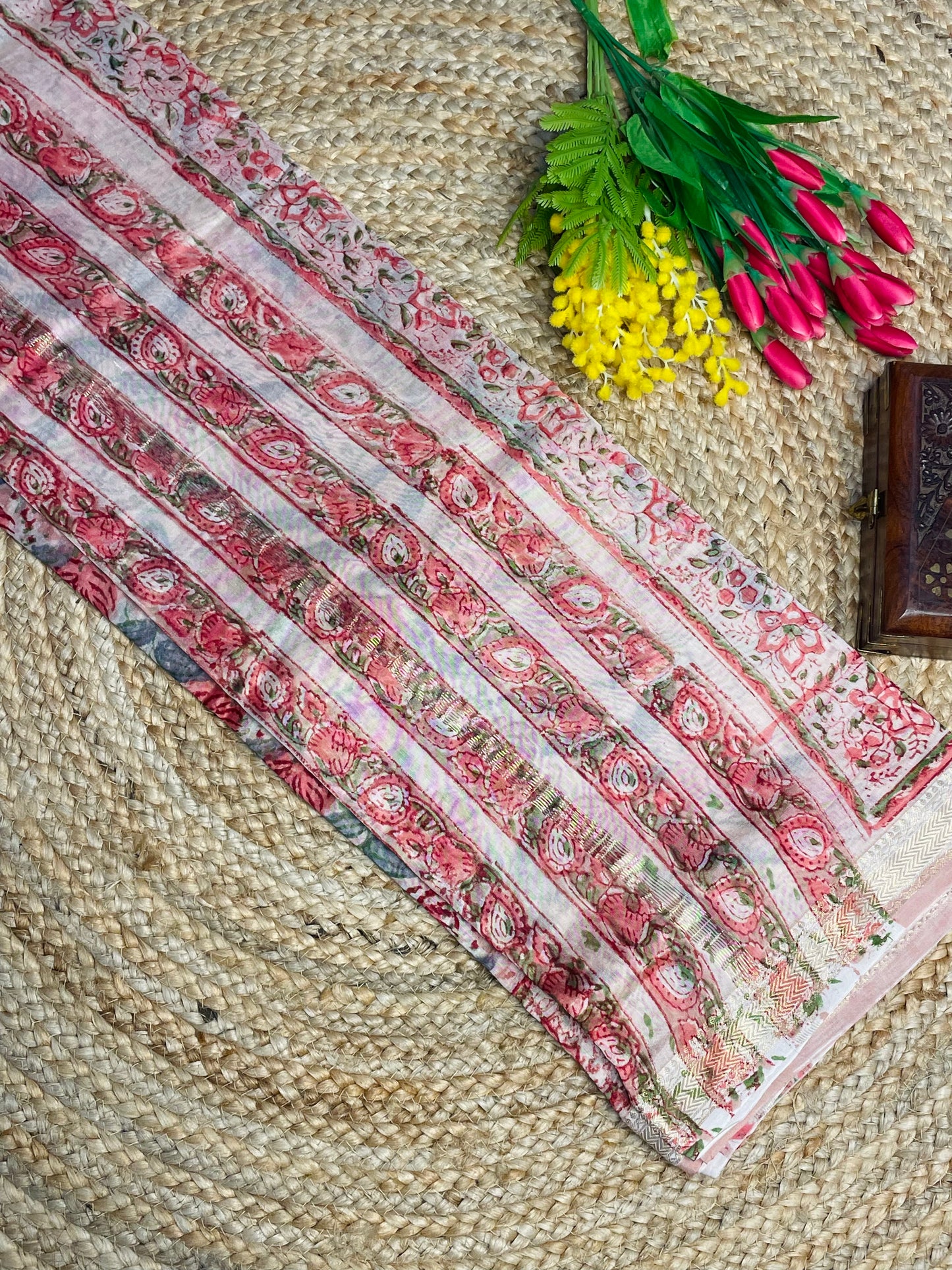 Gulika Pastel Floral Maheshwari