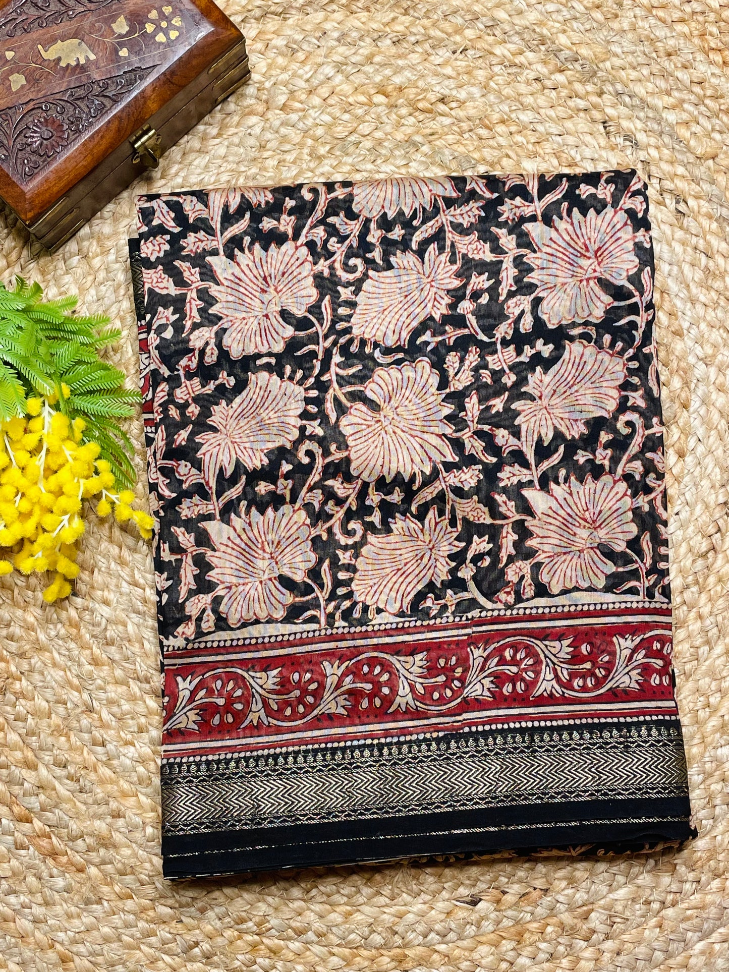 Mightnight Lotus Maheshwari Saree