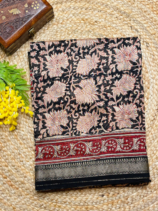 Mightnight Lotus Maheshwari Saree