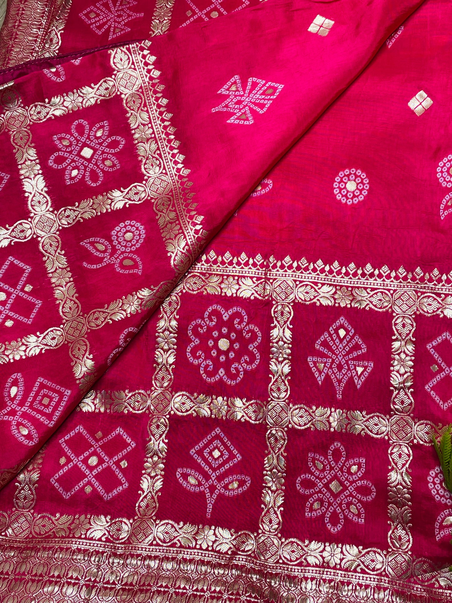 Hot Pink Dola Silk Saree With Zari Border