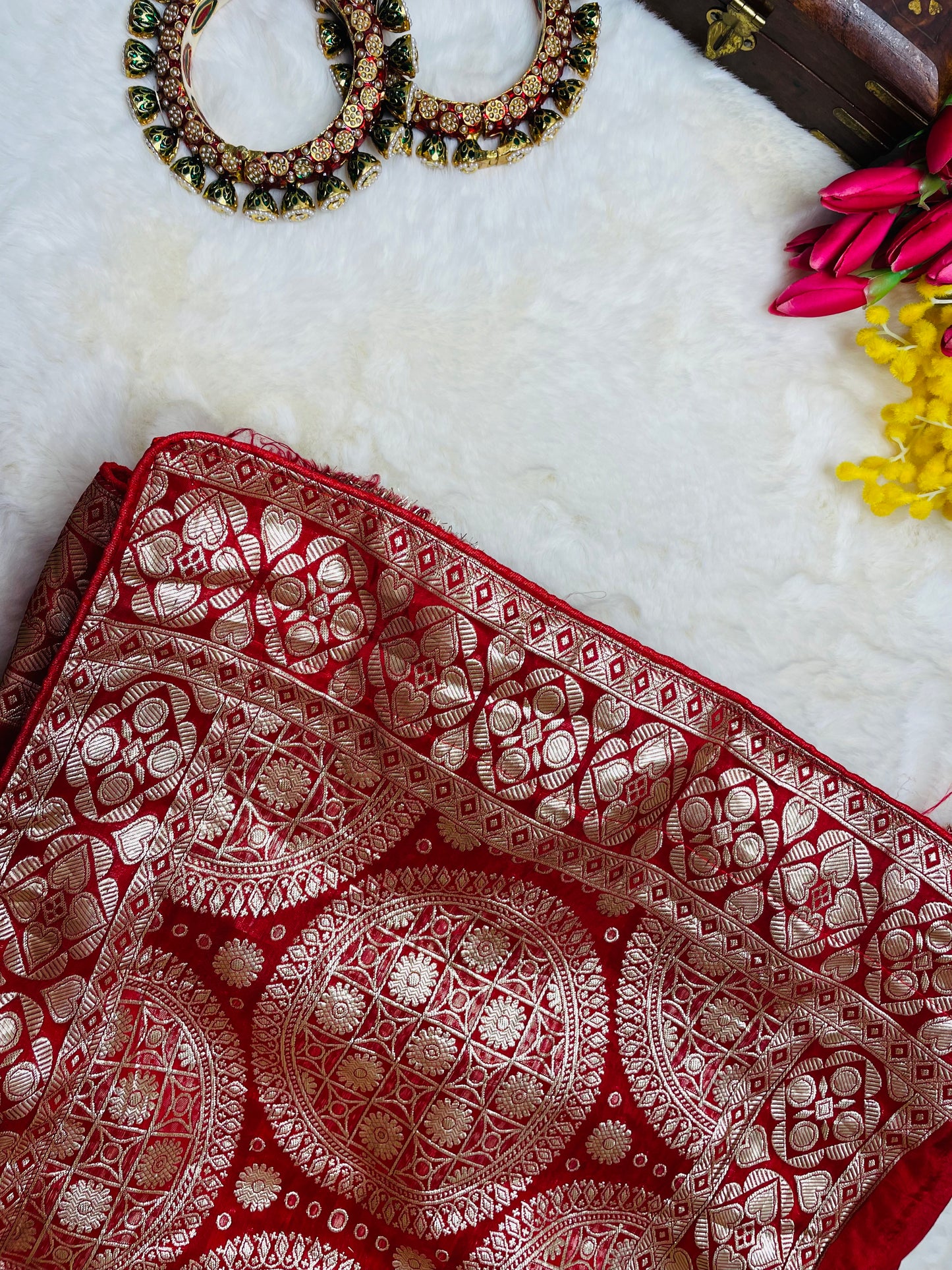 Dark Pink Dola Silk Saree With  Zari Border