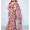 Peach Pink Cotton Linen Saree