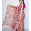 Peach Pink Cotton Linen Saree