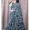 Bagru Print Green Mulmul Cotton Saree