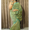 Green Cotton Linen Saree