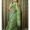 Green Cotton Linen Saree