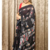 Batik Print Black Mulmul Cotton Saree