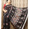 Batik Print Black Mulmul Cotton Saree