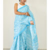 Sky Blue Mulmul Cotton Saree