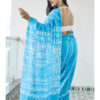 Light Blue Mulmul Cotton Saree