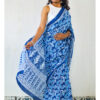 Blue Mulmul Cotton Saree