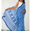 Blue Mulmul Cotton Saree