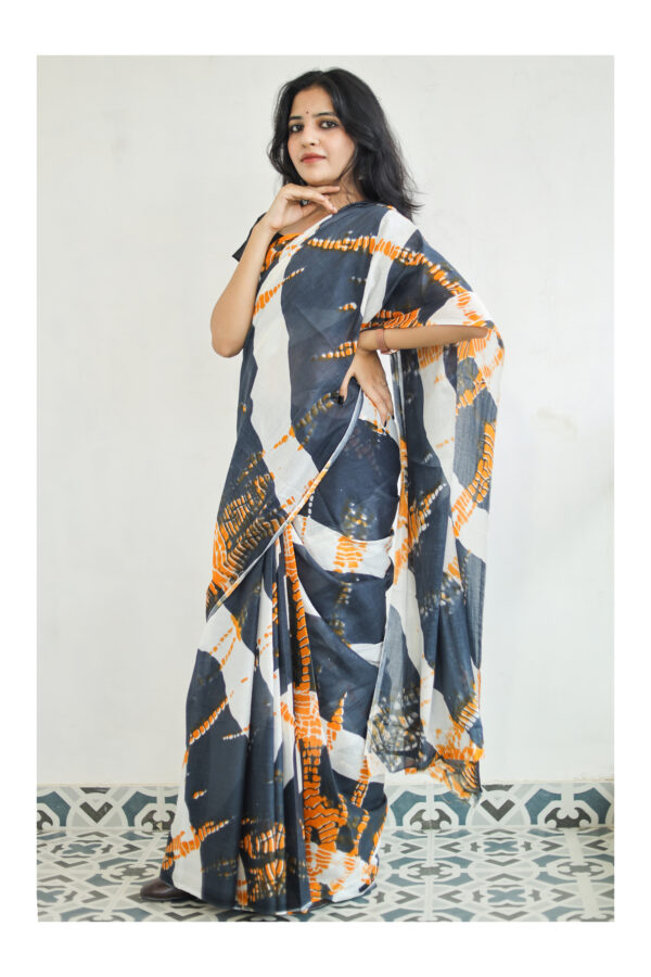 Tie and Dye Print Mulmul Cotton Saree