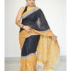 Yellow and Black Mulmul Cotton Saree