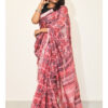 Pink Cotton Linen Saree