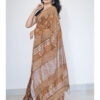 Brown Cotton Linen Saree