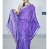 Purple Cotton Linen Saree