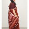 Plain Brick Red Cotton Linen Saree