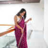 Magenta Zari Work Chinnon Saree