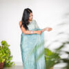 Sea Blue Tissue Saree With Metallic  Shine