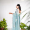 Sea Blue Tissue Saree With Metallic  Shine