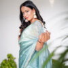 Sea Blue Tissue Saree With Metallic  Shine