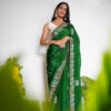 Green Satin Silk Saree With Tube Work