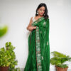 Green Satin Silk Saree With Tube Work