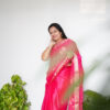 Pink Cinnon Saree With Embroidery and Zari Border