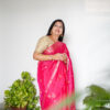 Pink Cinnon Saree With Embroidery and Zari Border