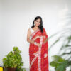 Red Bandhani Georgette Saree