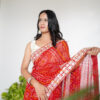 Red Bandhani Georgette Saree