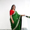 Dark Green Satin Silk Gotta Patti Saree