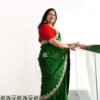 Dark Green Satin Silk Gotta Patti Saree