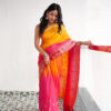 Yellow and Pink Dola Silk Saree