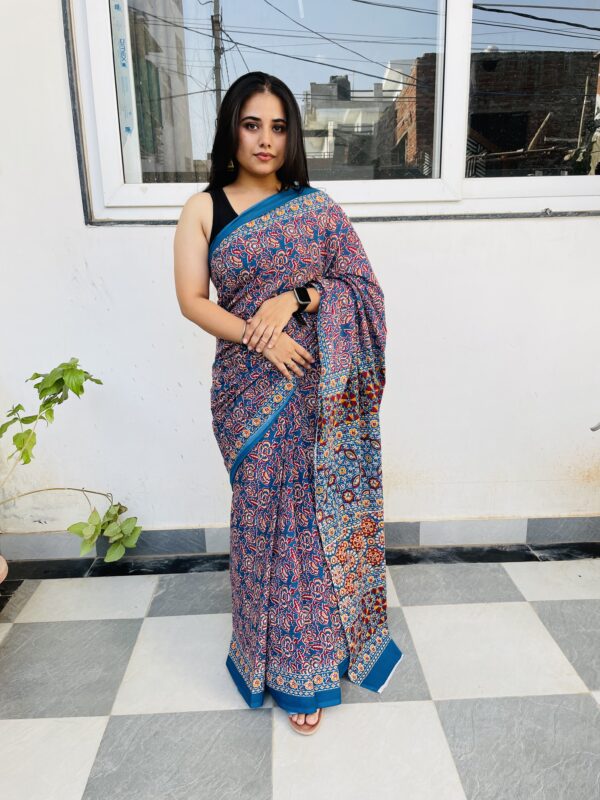 Multicolor Mulmul Cotton Saree