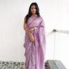 Lavender Tissue Saree With Tube and Pearl Work