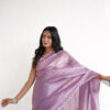 Lavender Tissue Saree With Tube and Pearl Work