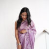 Lavender Tissue Saree With Tube and Pearl Work