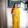 Yellow Dola Silk Saree With Zari Border